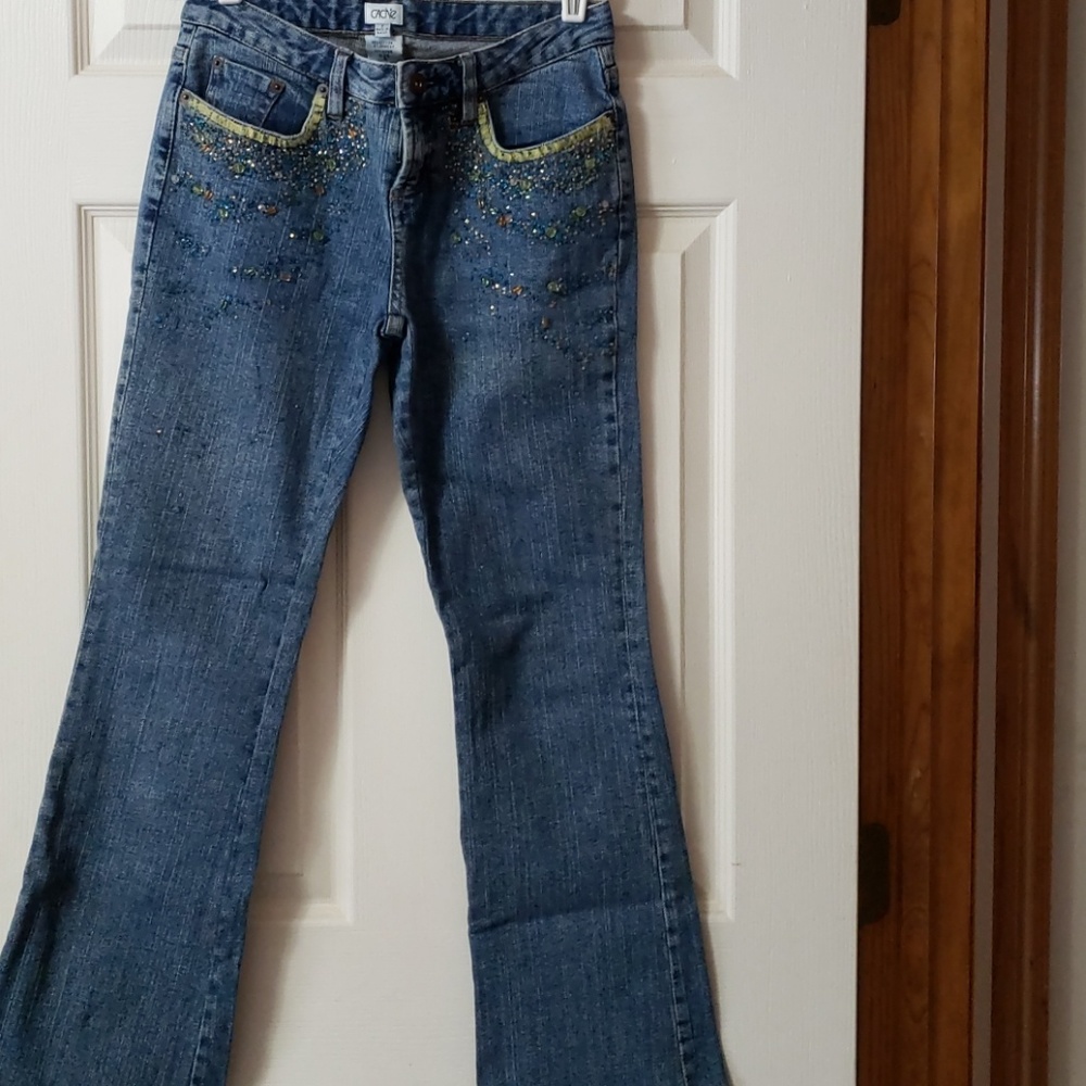 Cache Beaded Jean's size 2 EUC